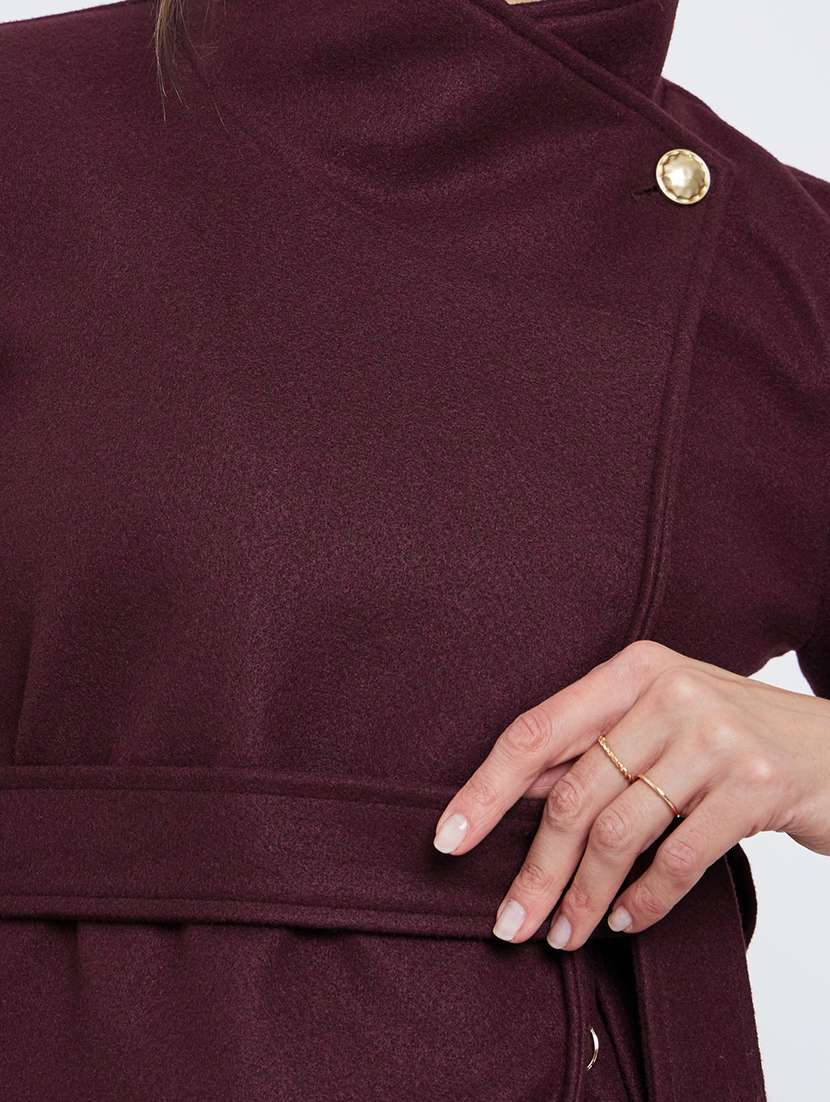 women solid long sleeve trench coat - 22219976 -  Standard Image - 3