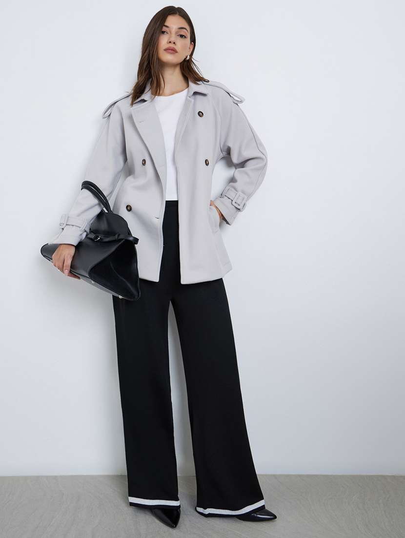 women solid lapel neck long sleeve regular jacket - 22219979 -  Standard Image - 3