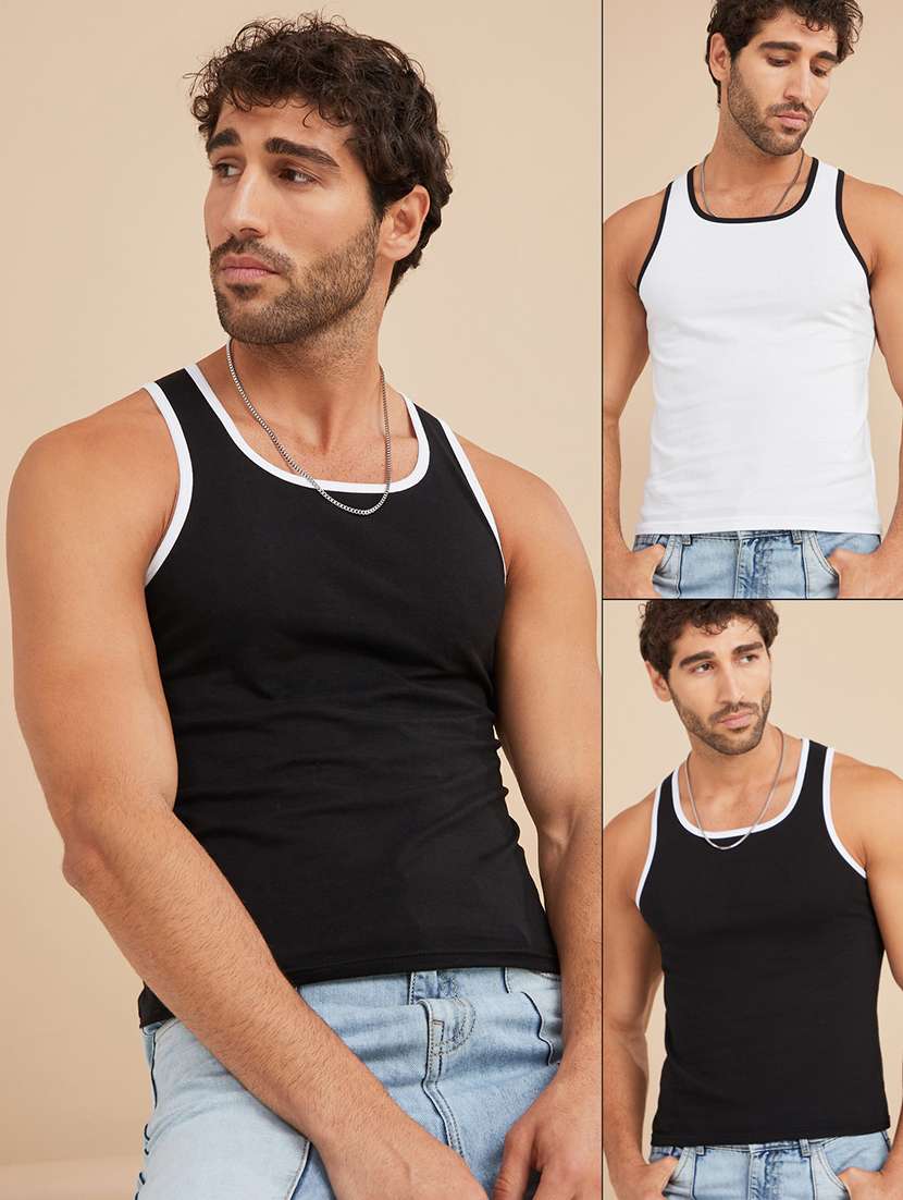 men pack of 2 solid sleeveless vest