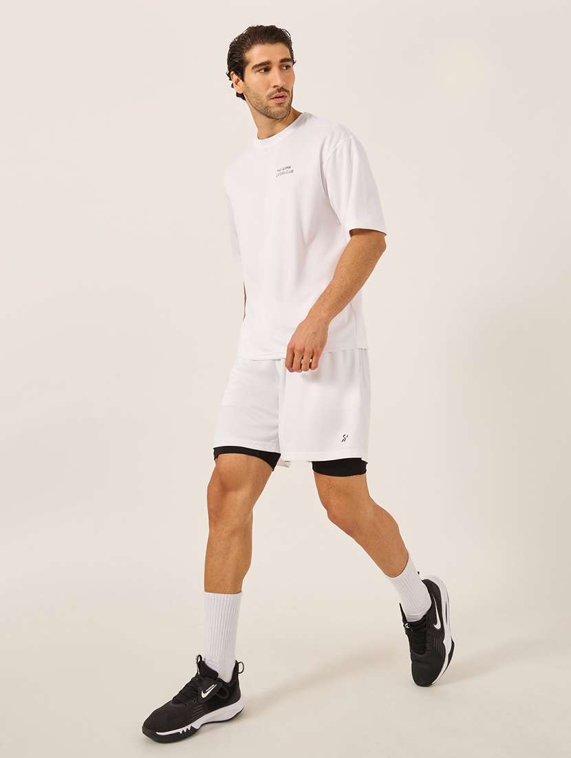 men typographic short sleeve shorts & t-shirt co-ord set