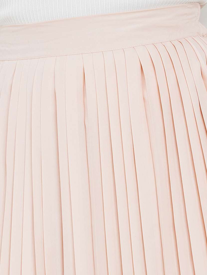 women solid high rise pleated skirt - 22220007 -  Standard Image - 3