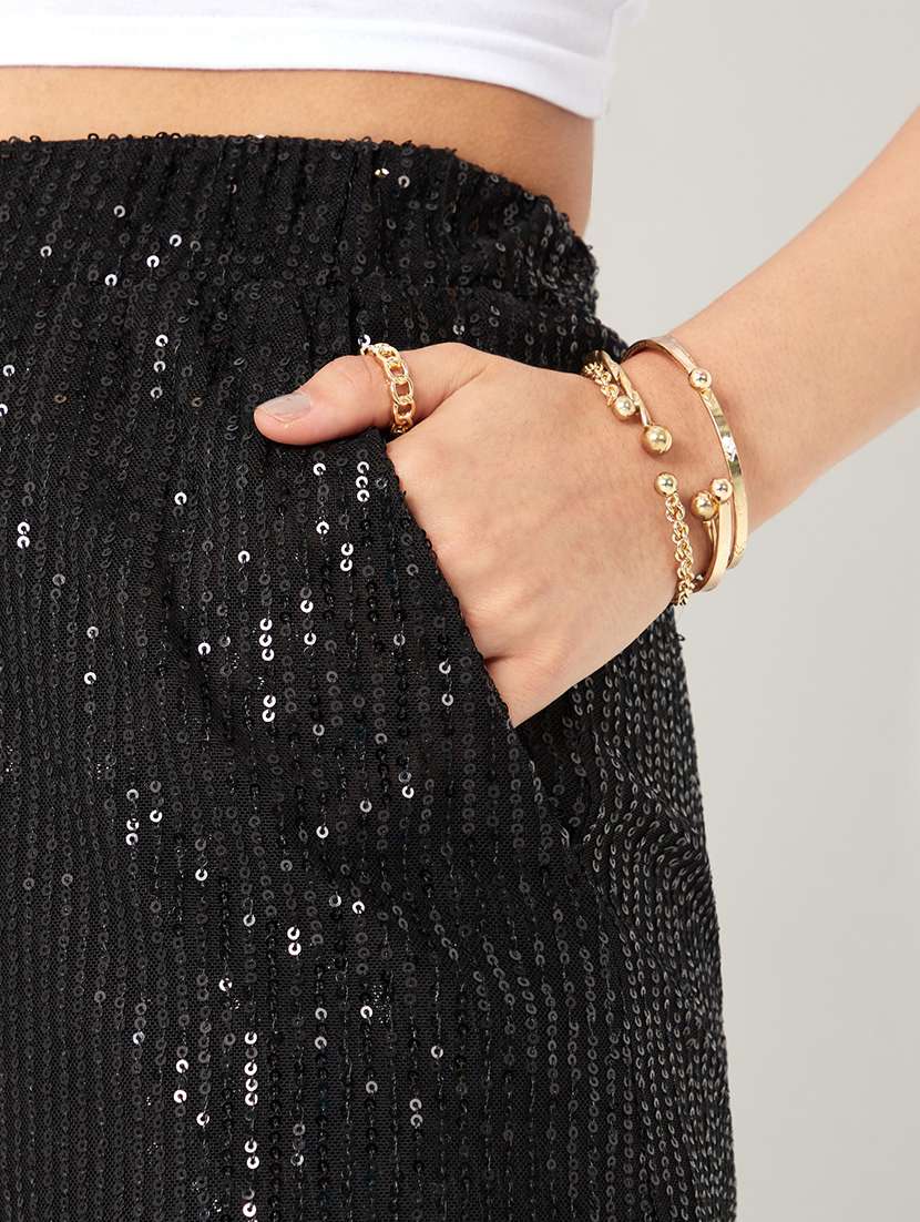 women sequined high rise straight trouser - 22220008 -  Standard Image - 3