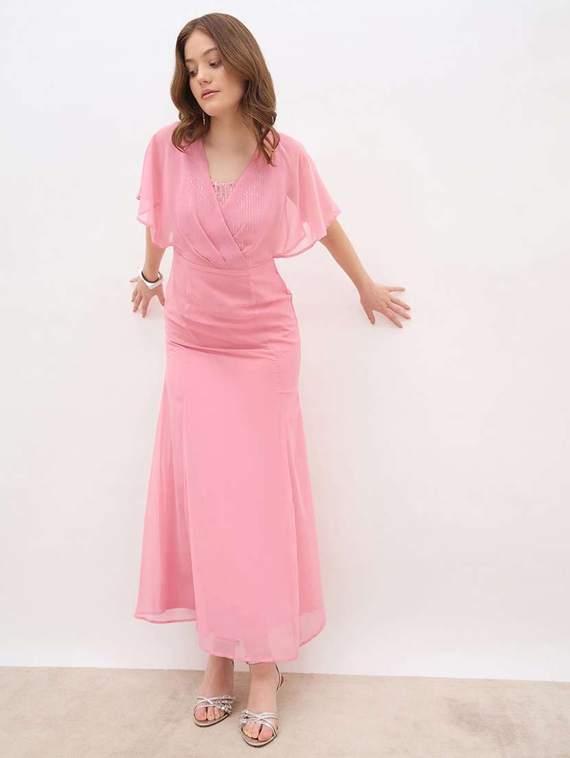 women sequined detailed batwing sleeve a-line dress - 22220033 -  Standard Image - 3