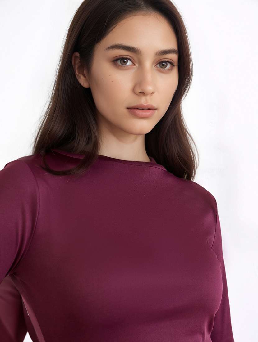 women solid long sleeve lace a-line dress - 22220037 -  Standard Image - 3