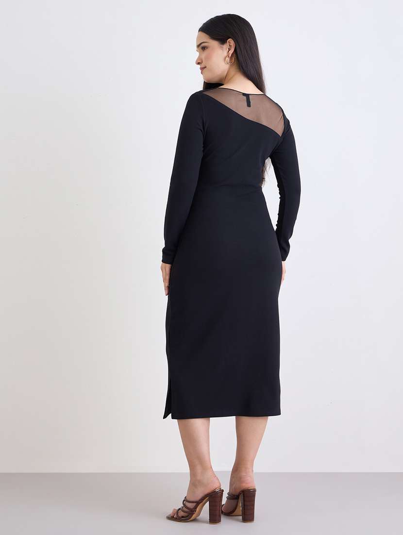 women solid long sleeve bodycon dress - 22220041 -  Standard Image - 3
