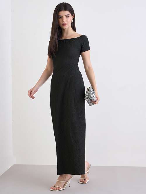 women solid off shoulder sheath dress - 22220042 -  Standard Image - 0