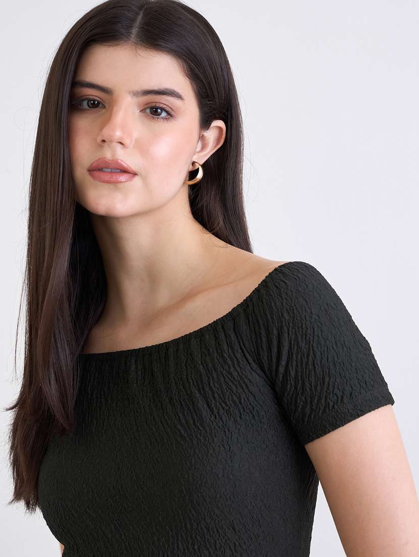 women solid off shoulder sheath dress - 22220042 -  Standard Image - 3