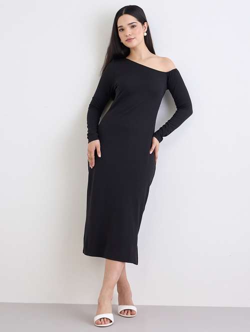 women solid long sleeve sheath dress - 22220043 -  Standard Image - 0