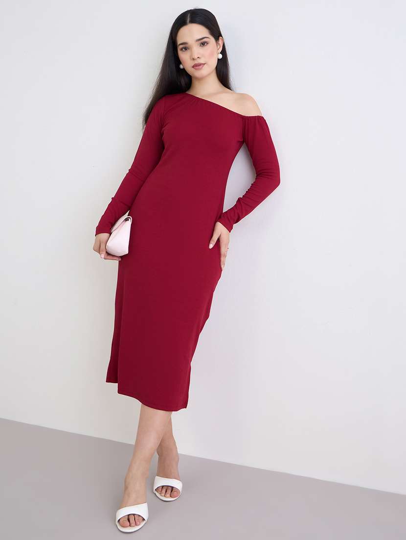 women solid long sleeve sheath dress - 22220044 -  Zoom Image - 0