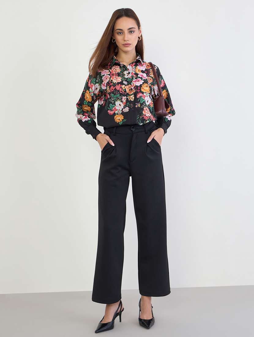 women floral print collared long sleeve shirt - 22220059 -  Standard Image - 3
