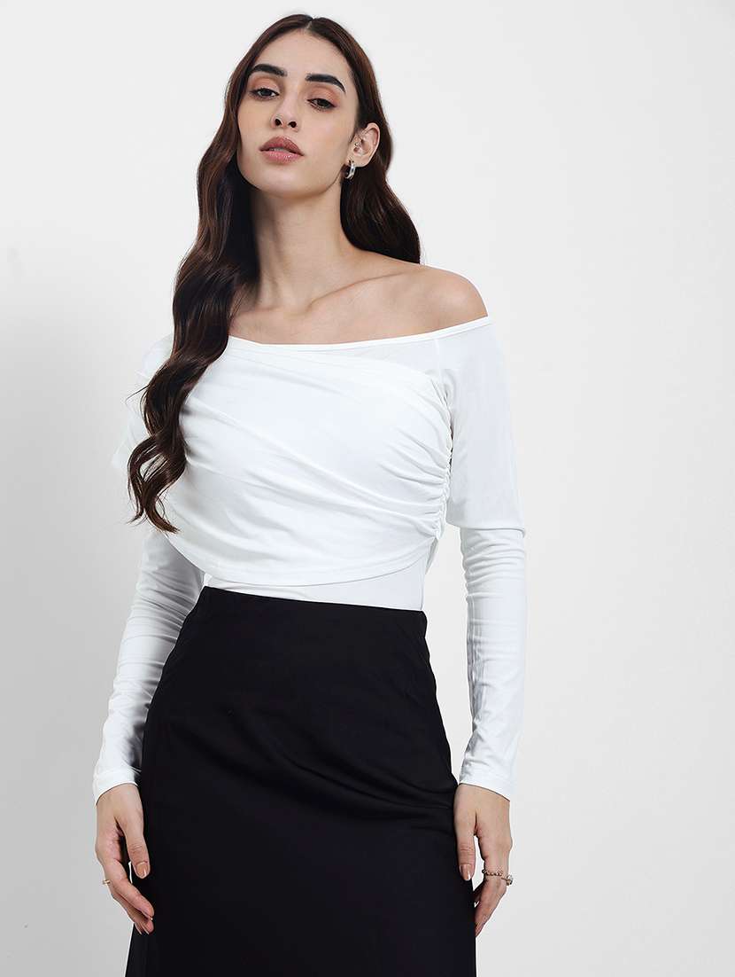 women white off shoulder long sleeve top