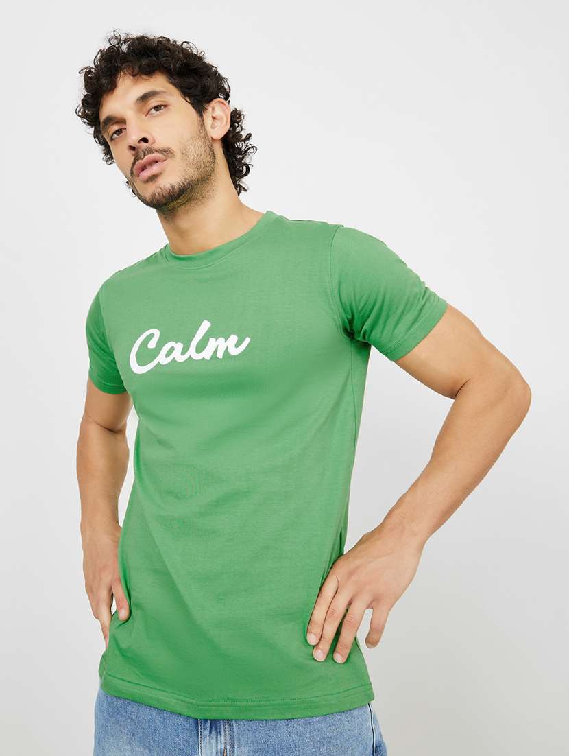 men chest print short sleeve regular fit t-shirt - 22220068 -  Zoom Image - 0