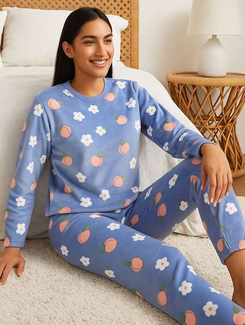 women printed nightwear pyjama set - 22220079 -  Standard Image - 0