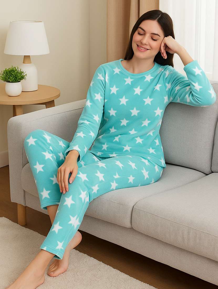 women printed nightwear pyjama set