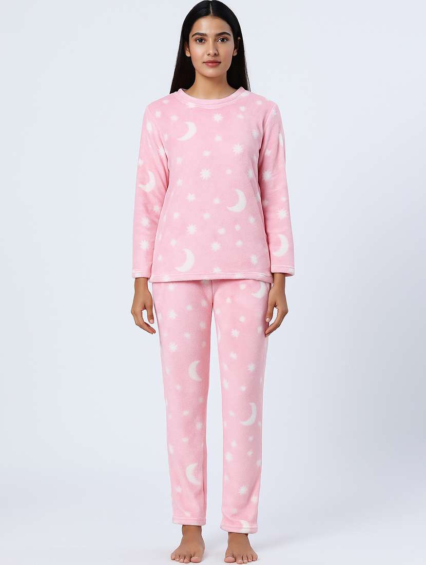 women printed nightwear pyjama set - 22220081 -  Standard Image - 3