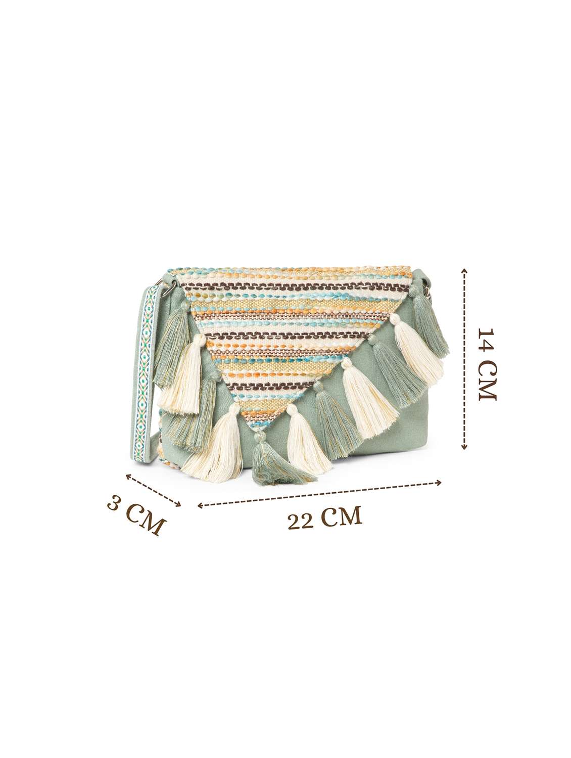  women striped cotton sling bag with tassels - 22220094 -  Standard Image - 3