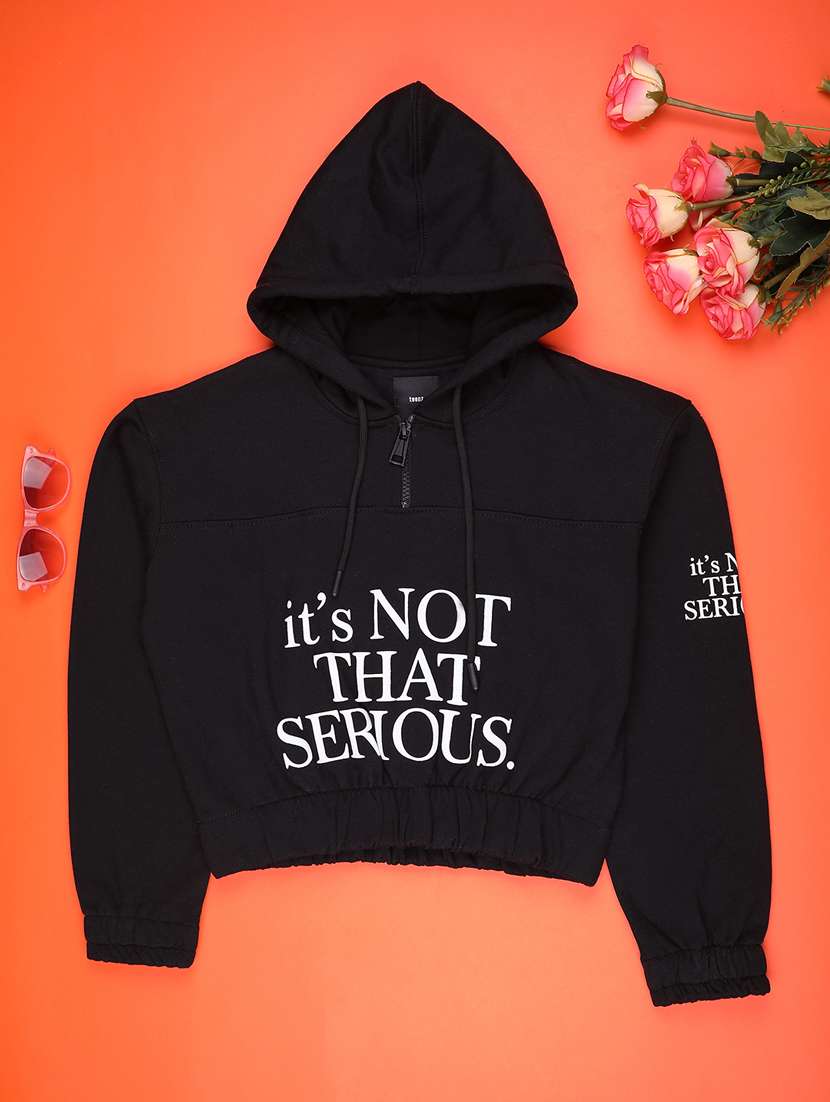 girls printed long sleeve hooded sweatshirt