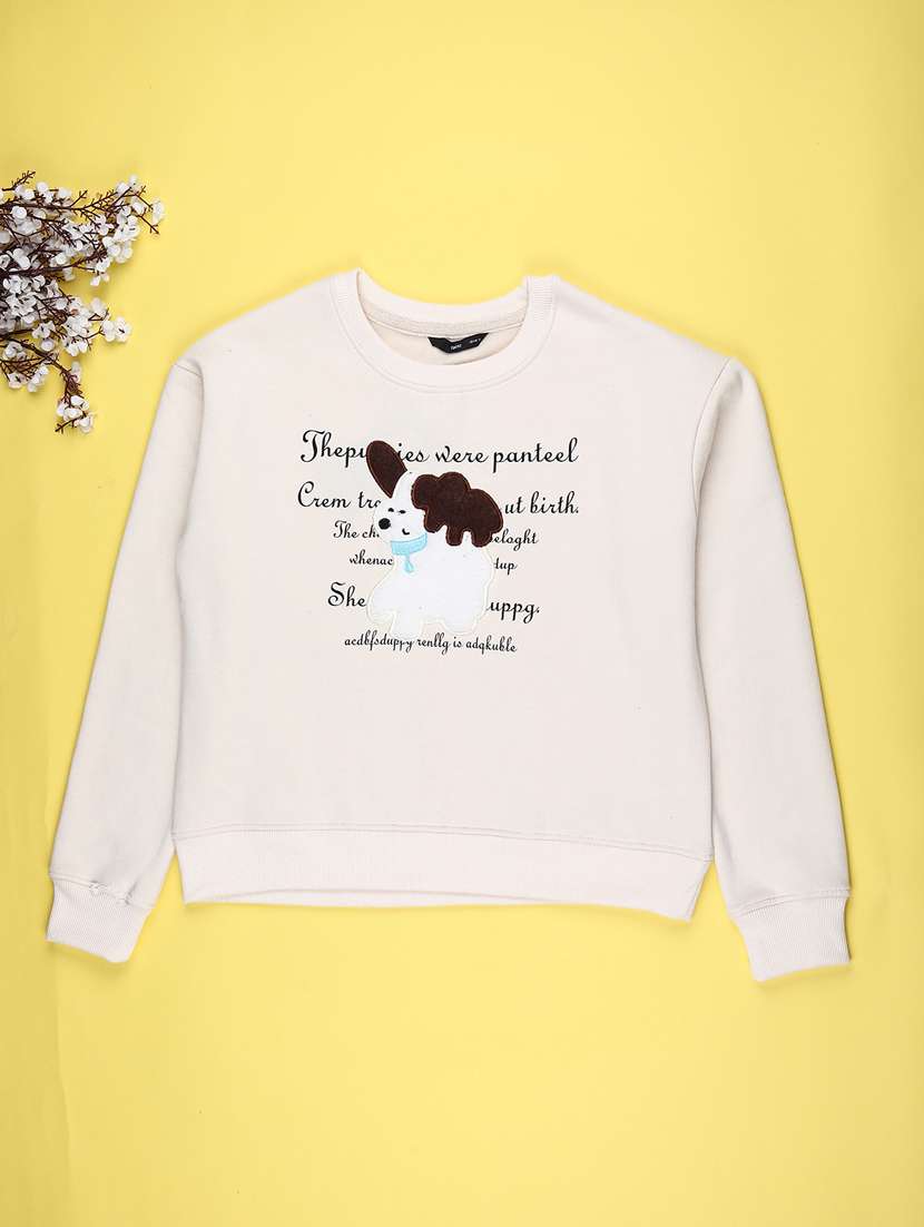 girls printed long sleeve hooded sweatshirt