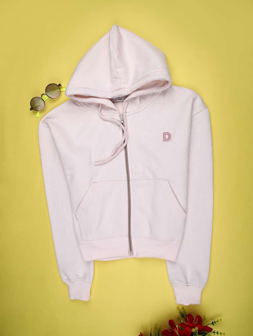 kids solid long sleeve hooded sweatshirt