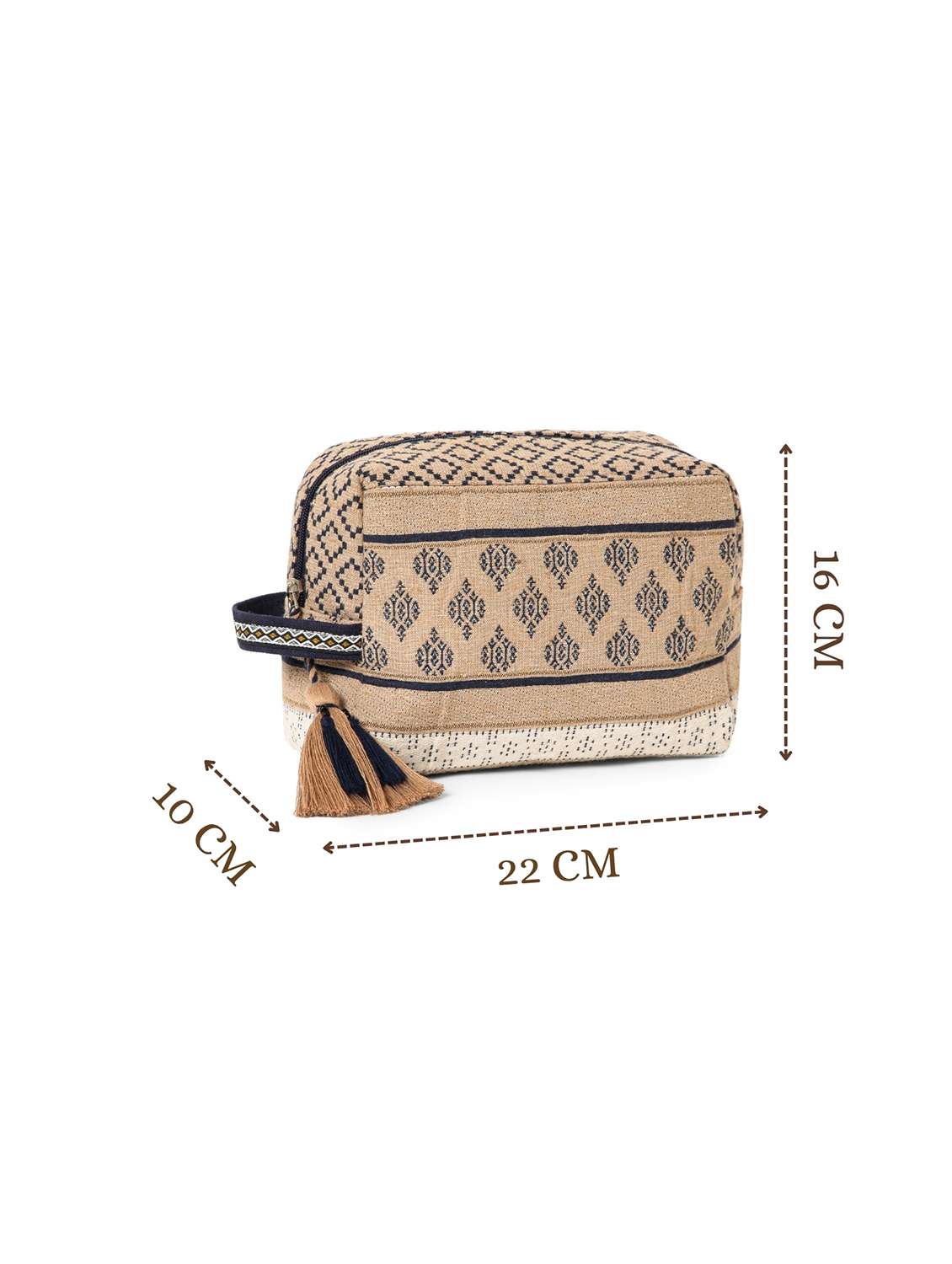beige chevron cotton travel accessory bag - 22220105 -  Standard Image - 3