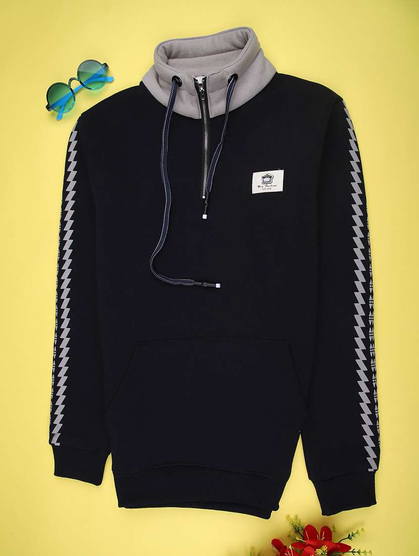 boys color blocked high neck long sleeve sweatshirt