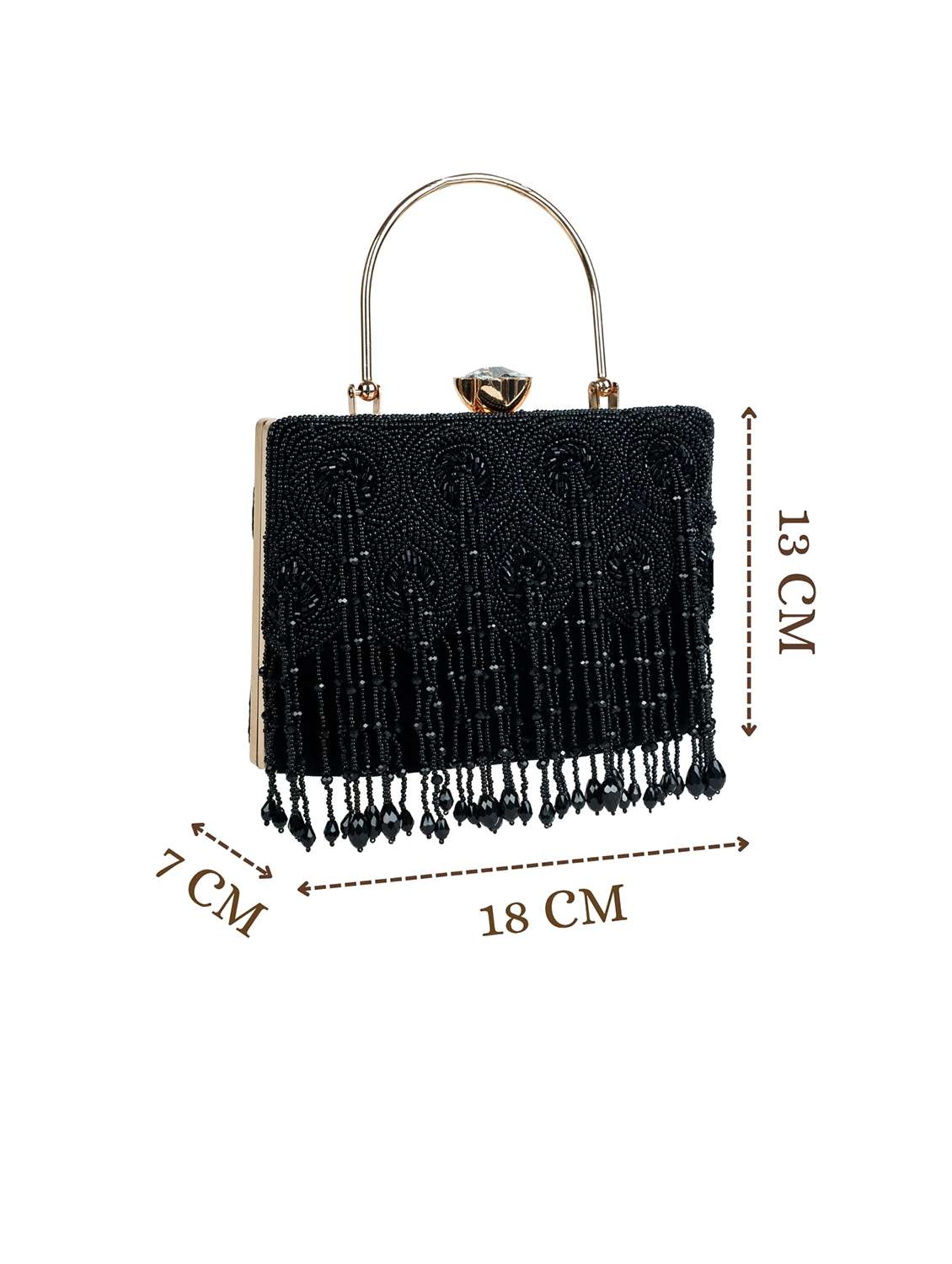women black embellished velvet box clutch with handle - 22220129 -  Standard Image - 3