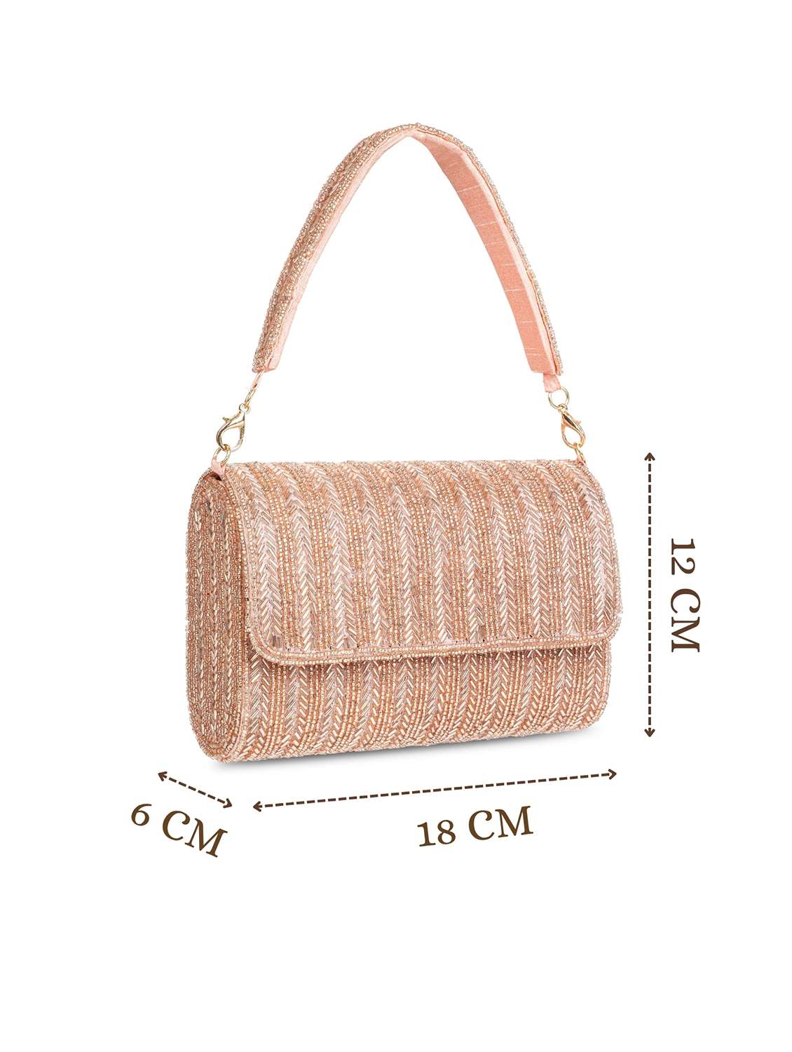 embellished pink clutch with detachable strap - 22220131 -  Standard Image - 3