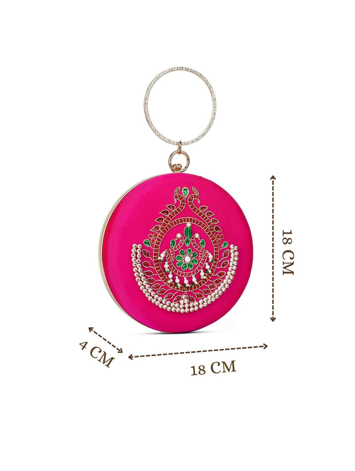 women magenta embellished clutch with sling strap - 22220134 -  Standard Image - 3