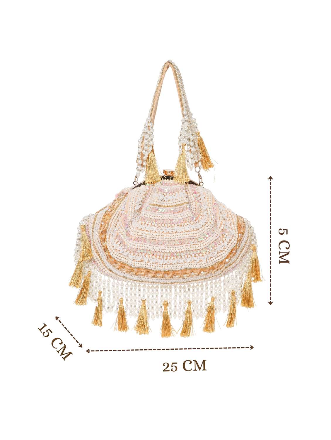 women gold embellished velvet party clutch with tassels - 22220136 -  Standard Image - 3