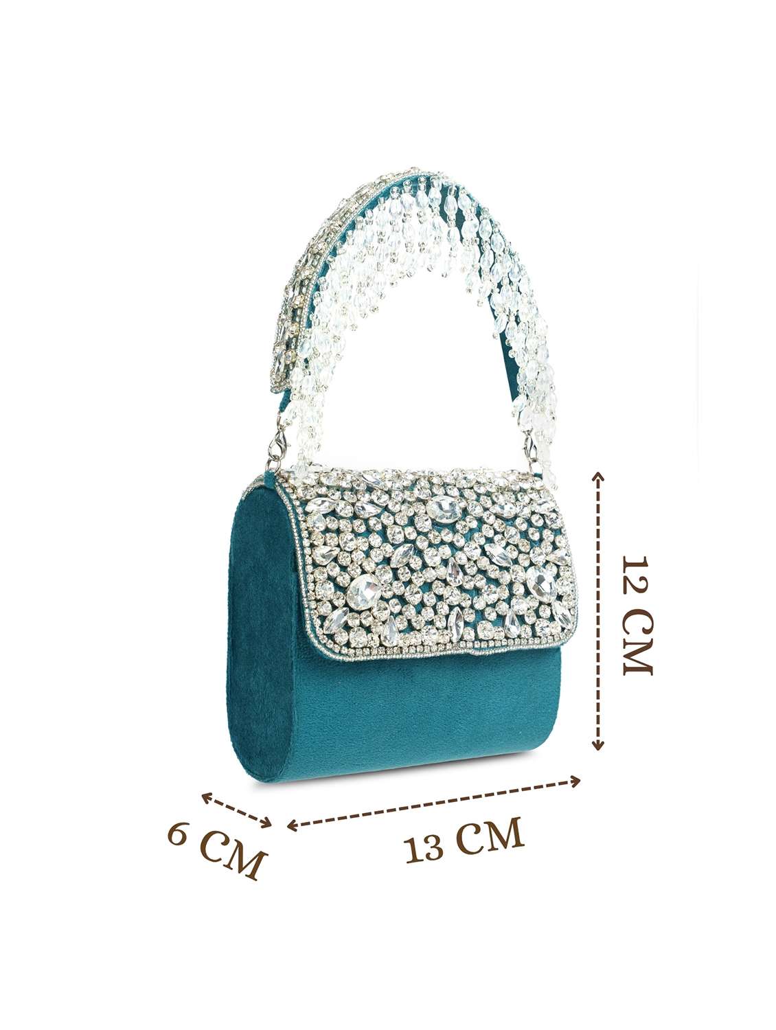 women teal embellished suede clutch  - 22220138 -  Standard Image - 3