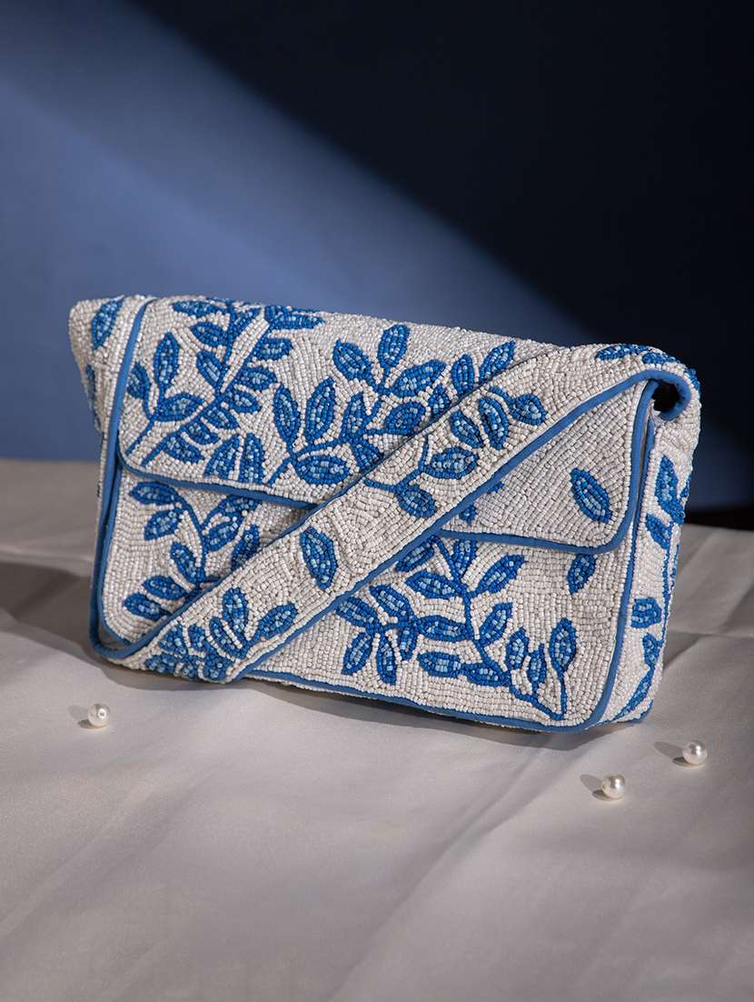 women embellished fold over clutch