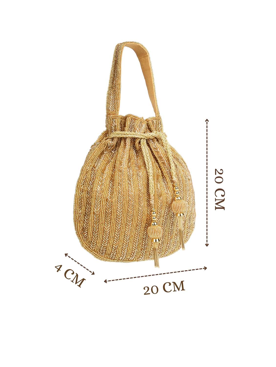 gold embroidery faux silk potli bag - 22220142 -  Standard Image - 3