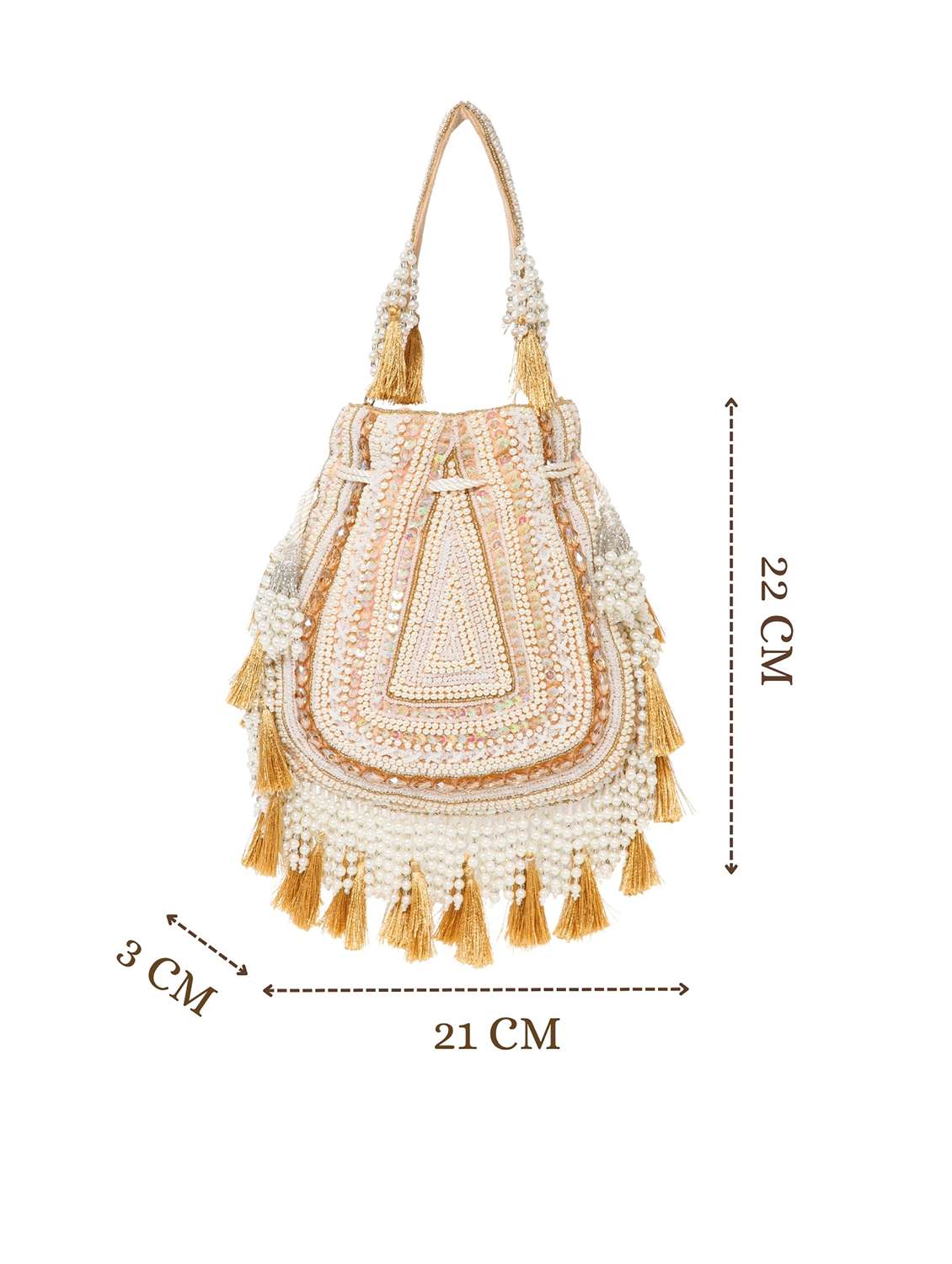 embroidered velvet ethnic potli with tassels - 22220145 -  Standard Image - 3