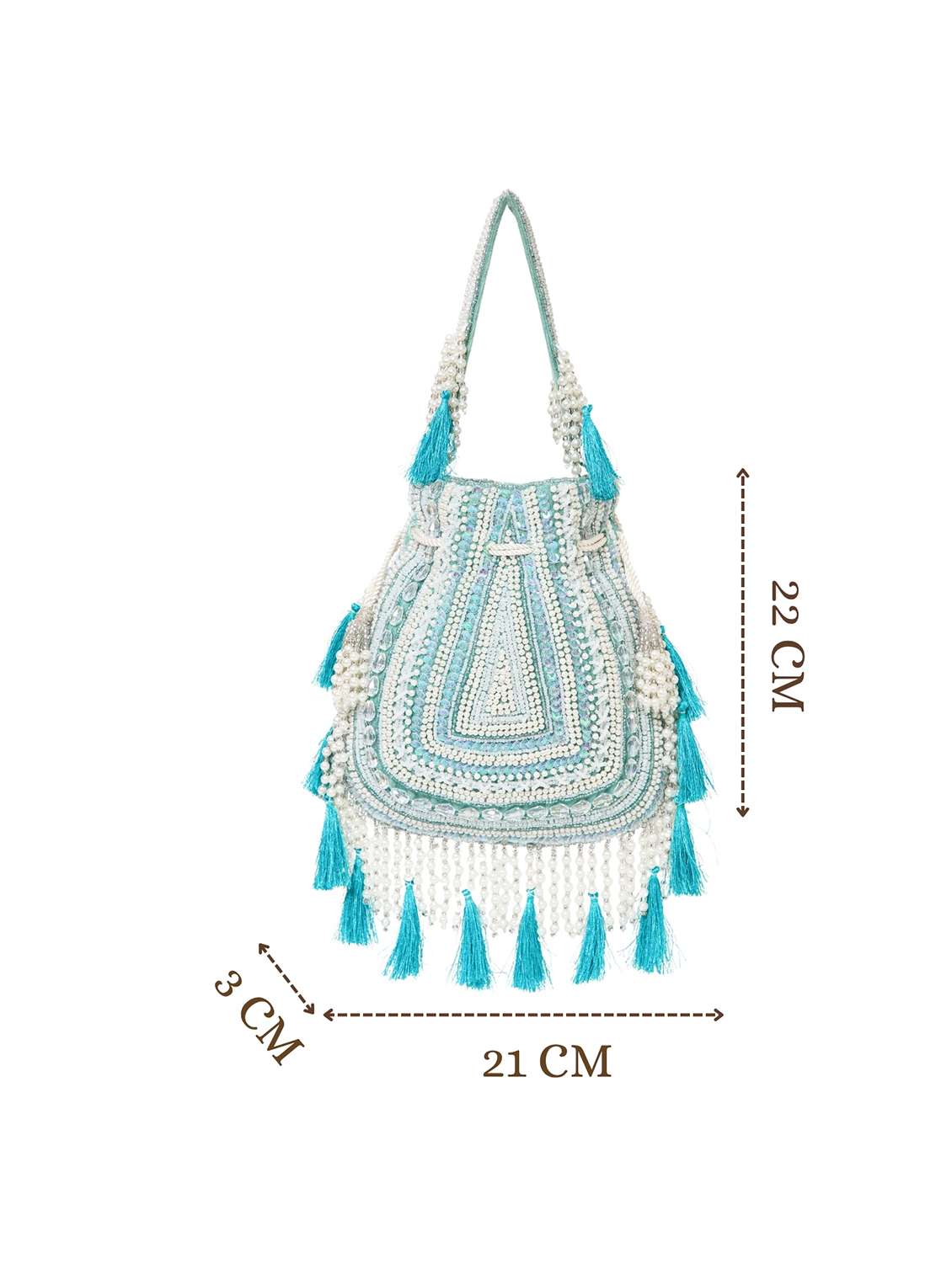 ethnic embroidered velvet potli with tassels  - 22220147 -  Standard Image - 3