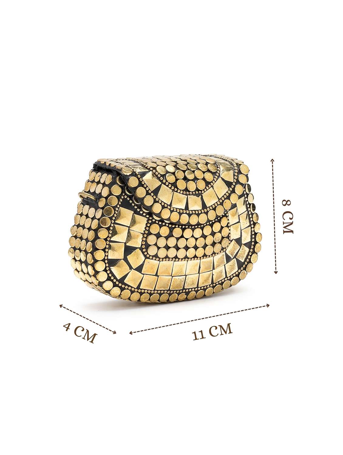 gold embellished metal box clutch - 22220149 -  Standard Image - 3