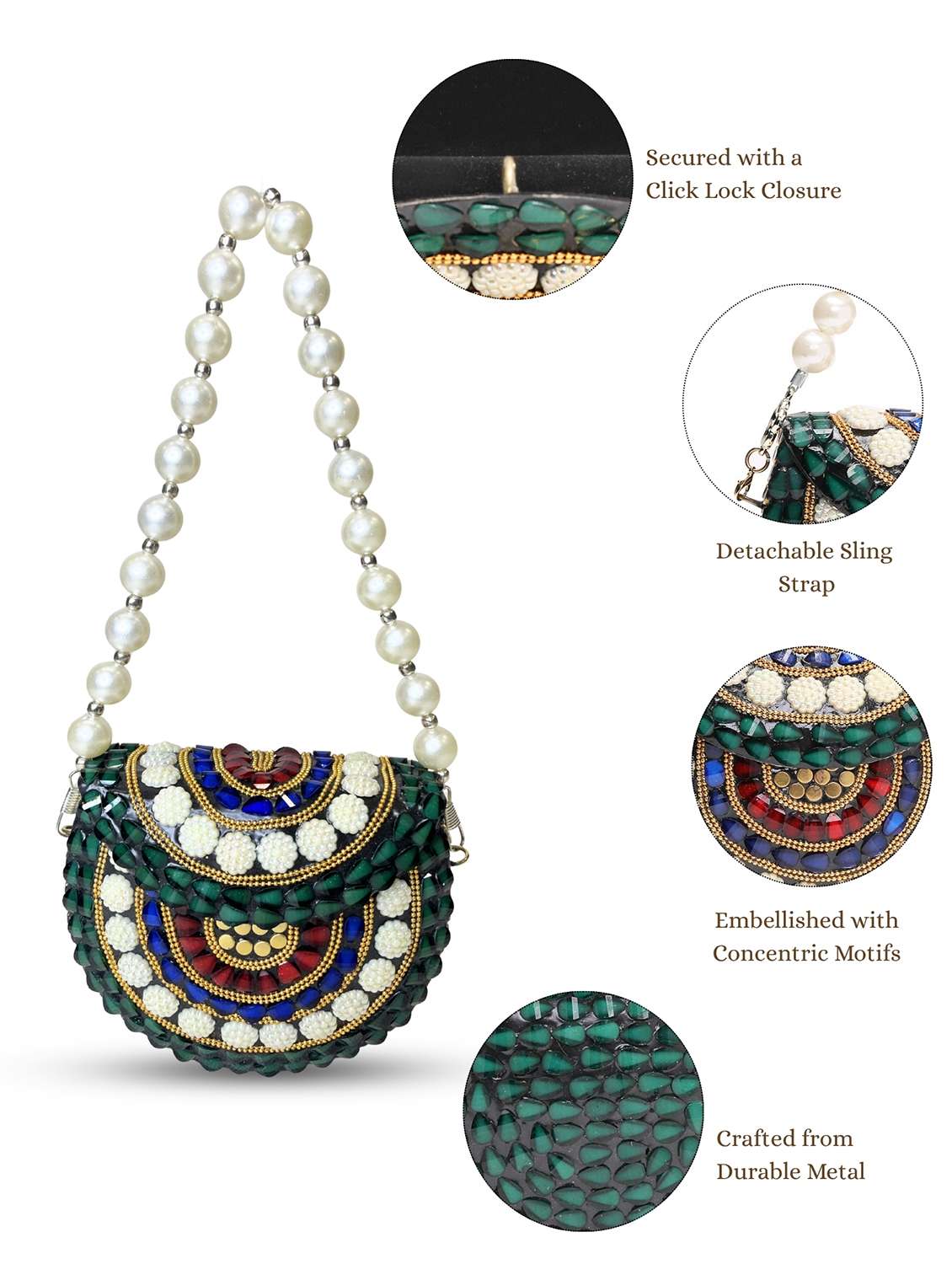embellished green metal clutch - 22220150 -  Standard Image - 5