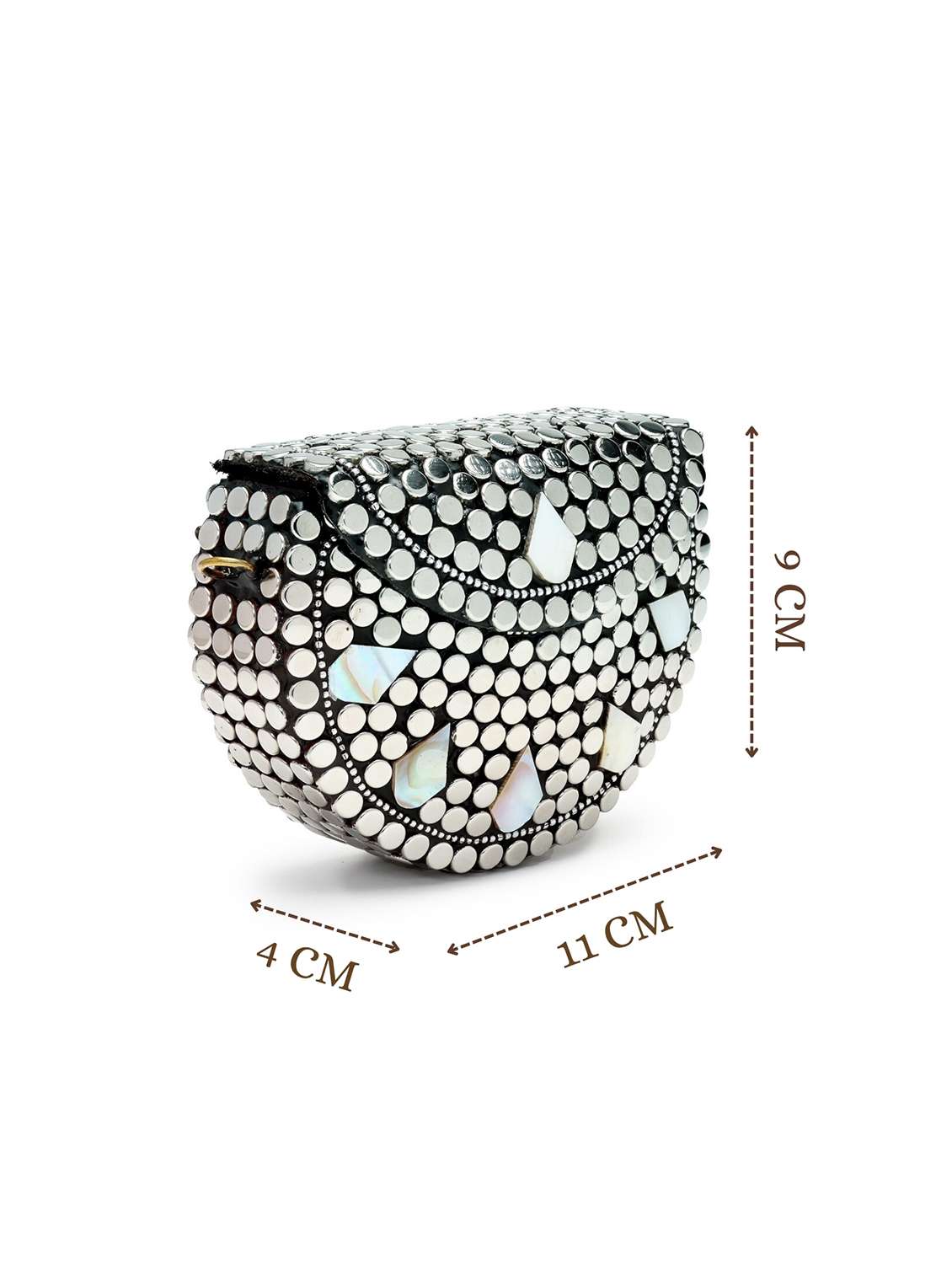 embellished silver metal clutch with chain strap - 22220151 -  Standard Image - 3