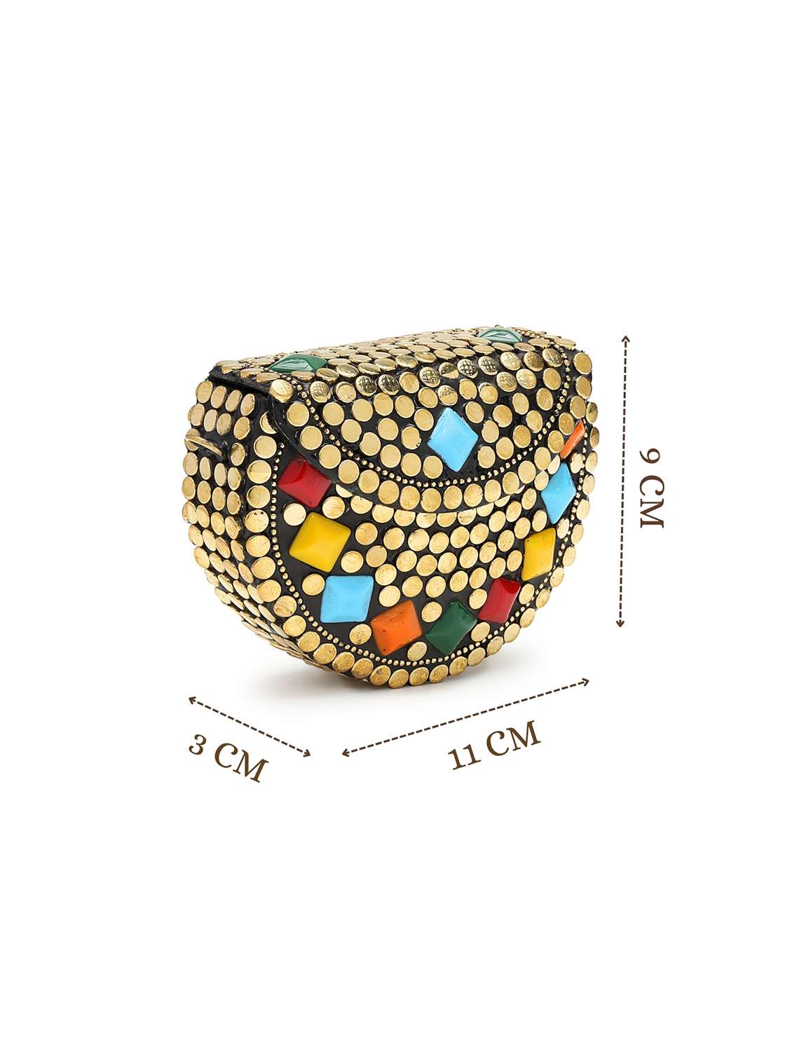 embellished gold metal box clutch - 22220152 -  Standard Image - 3