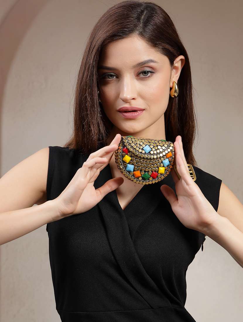 embellished gold metal box clutch - 22220152 -  Standard Image - 5