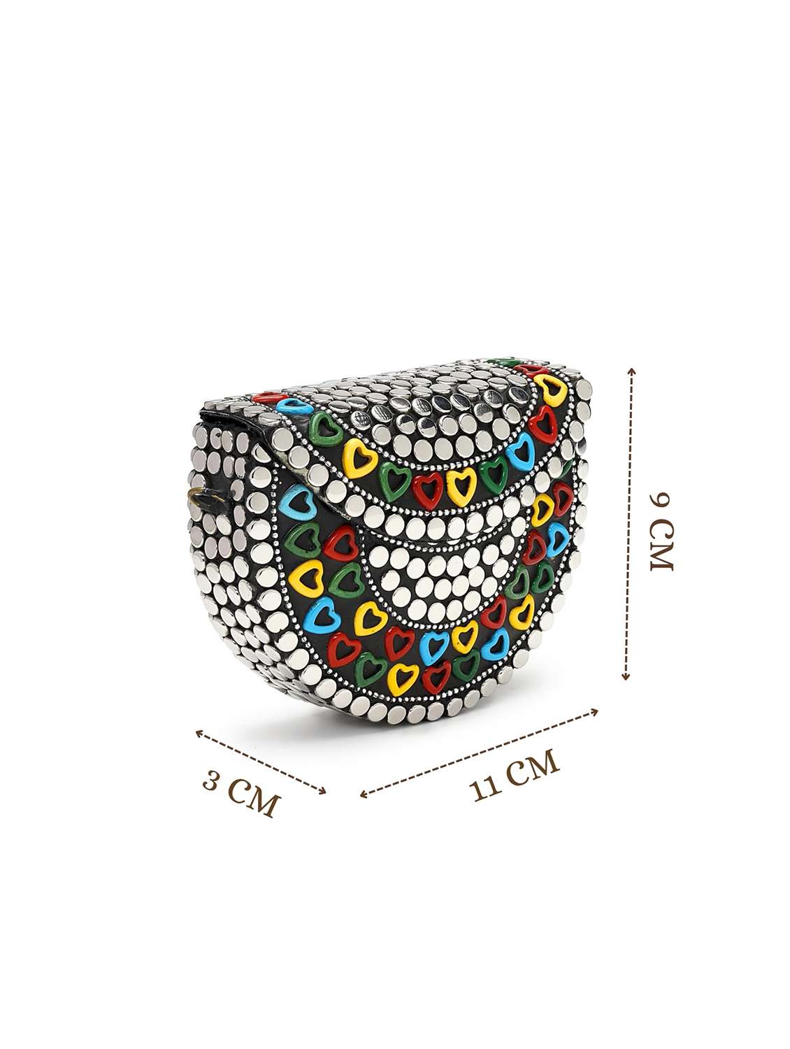 embellished silver metal clutch with chain strap - 22220153 -  Standard Image - 3