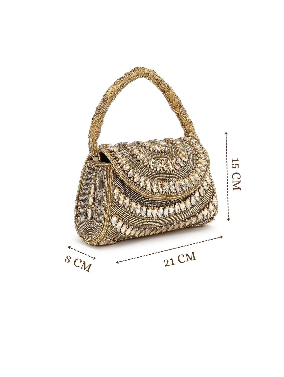 gold embellished party clutch with bead work - 22220158 -  Standard Image - 3