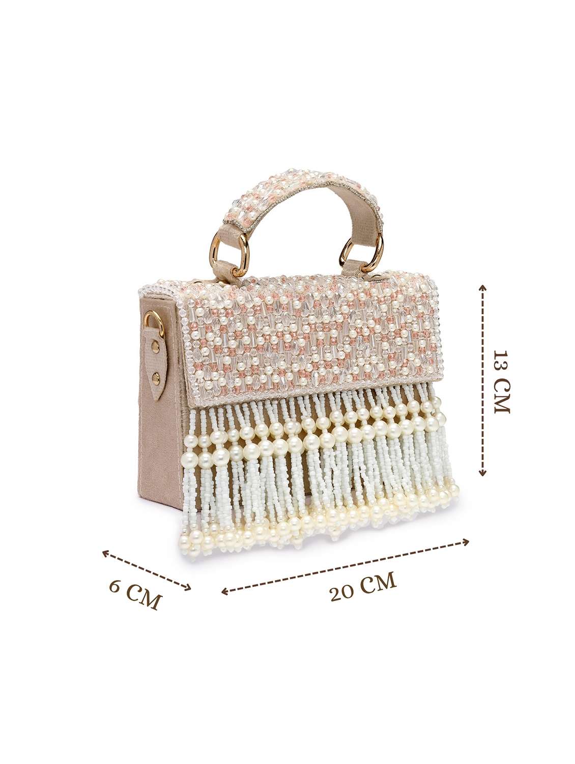 embroidered cream clutch with pearl work  - 22220160 -  Standard Image - 3