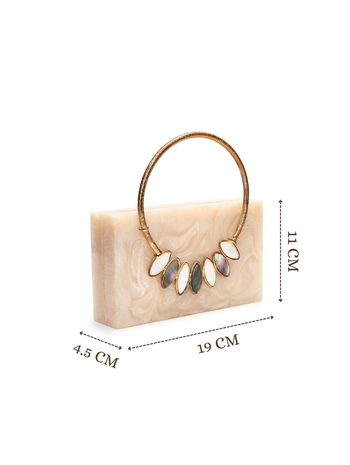 embellished cream box clutch with chain strap - 22220161 -  Standard Image - 3