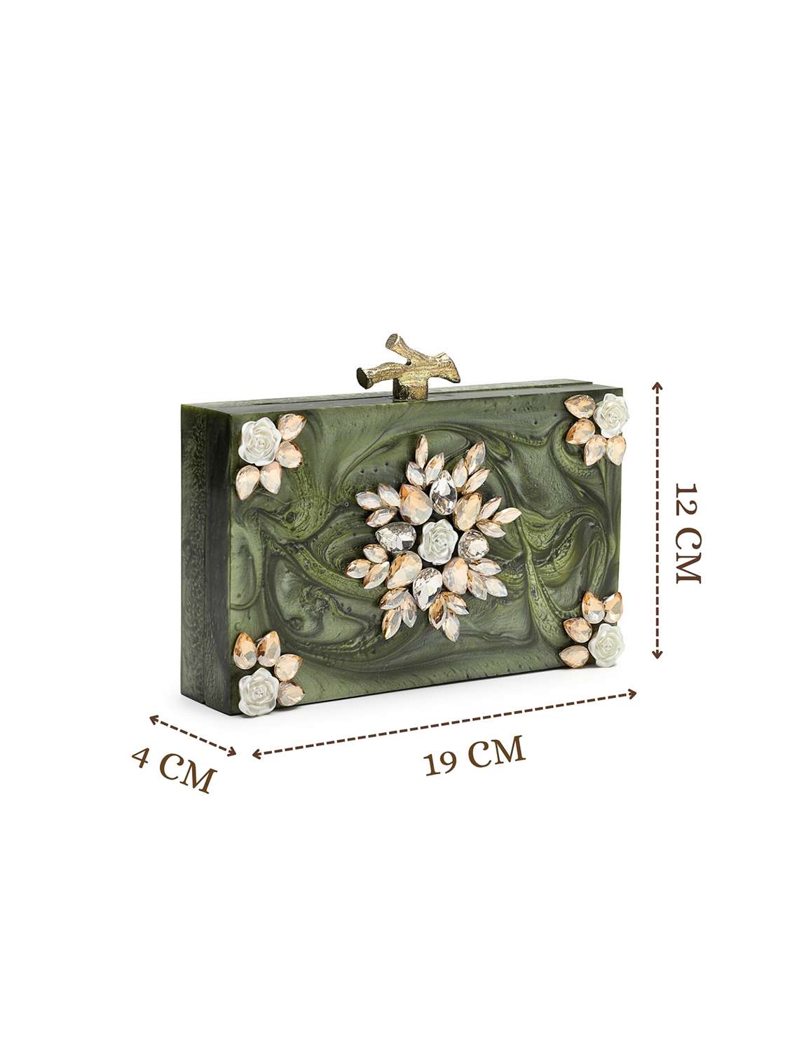  olive embellished party clutch with strap - 22220163 -  Standard Image - 3