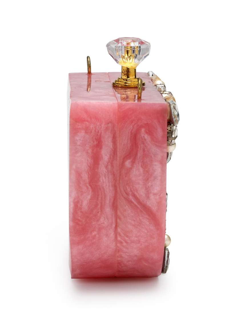 embellished pink clutch with pearl strap  - 22220164 -  Standard Image - 5