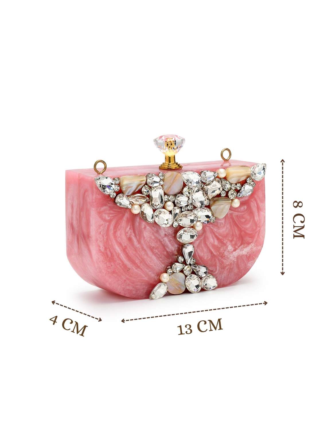 embellished pink clutch with pearl strap  - 22220164 -  Standard Image - 8
