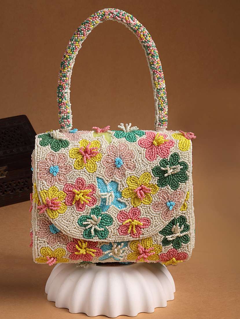 floral beaded embellished party clutch