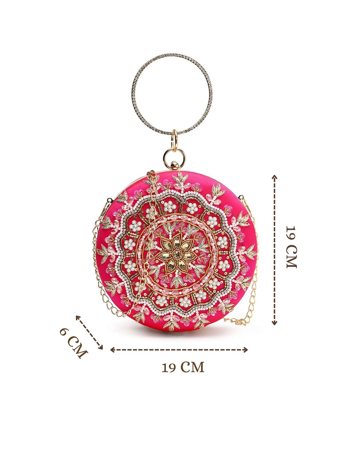 pink embellished faux silk party clutch - 22220173 -  Standard Image - 3