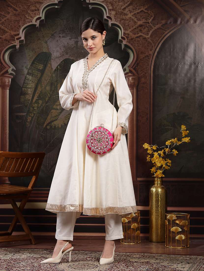 pink embellished faux silk party clutch - 22220173 -  Standard Image - 5