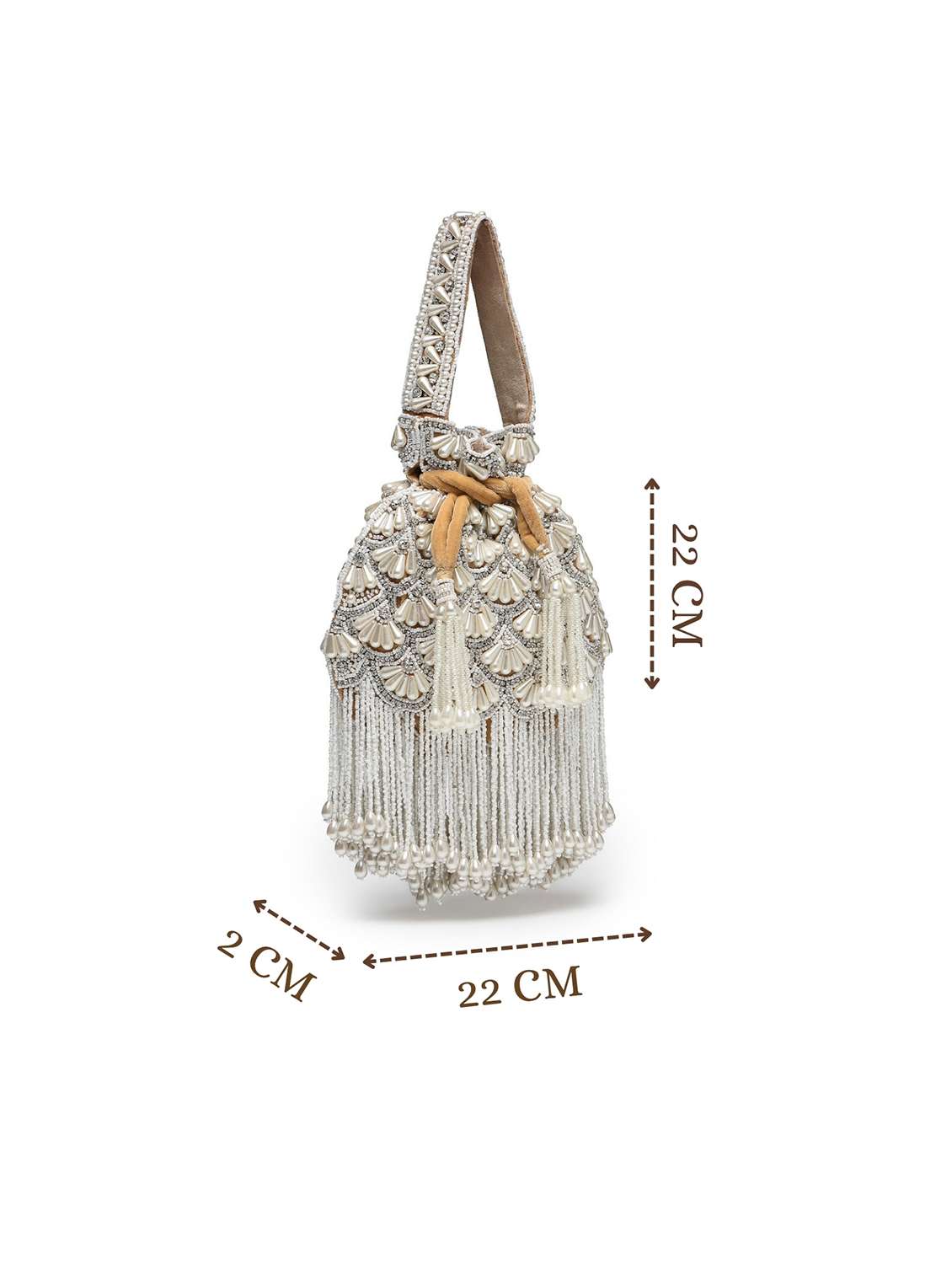 women embellished pearl detiled potli bag - 22220180 -  Standard Image - 3